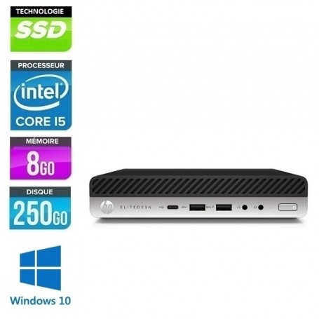 HP EliteDesk 800 G3 Mini  Quad Core i5-7500T 8Go Ram 256Go NVMe Windows 10 ou 11 Pro 64 GARANTIE 2 ANS